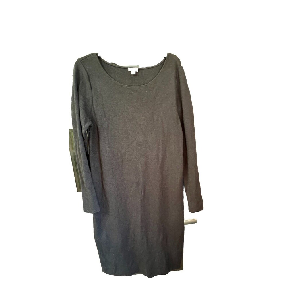 J. JILL Knee Length Sweater Dress Black Wool Womens Sz M Lagenlook Stretch